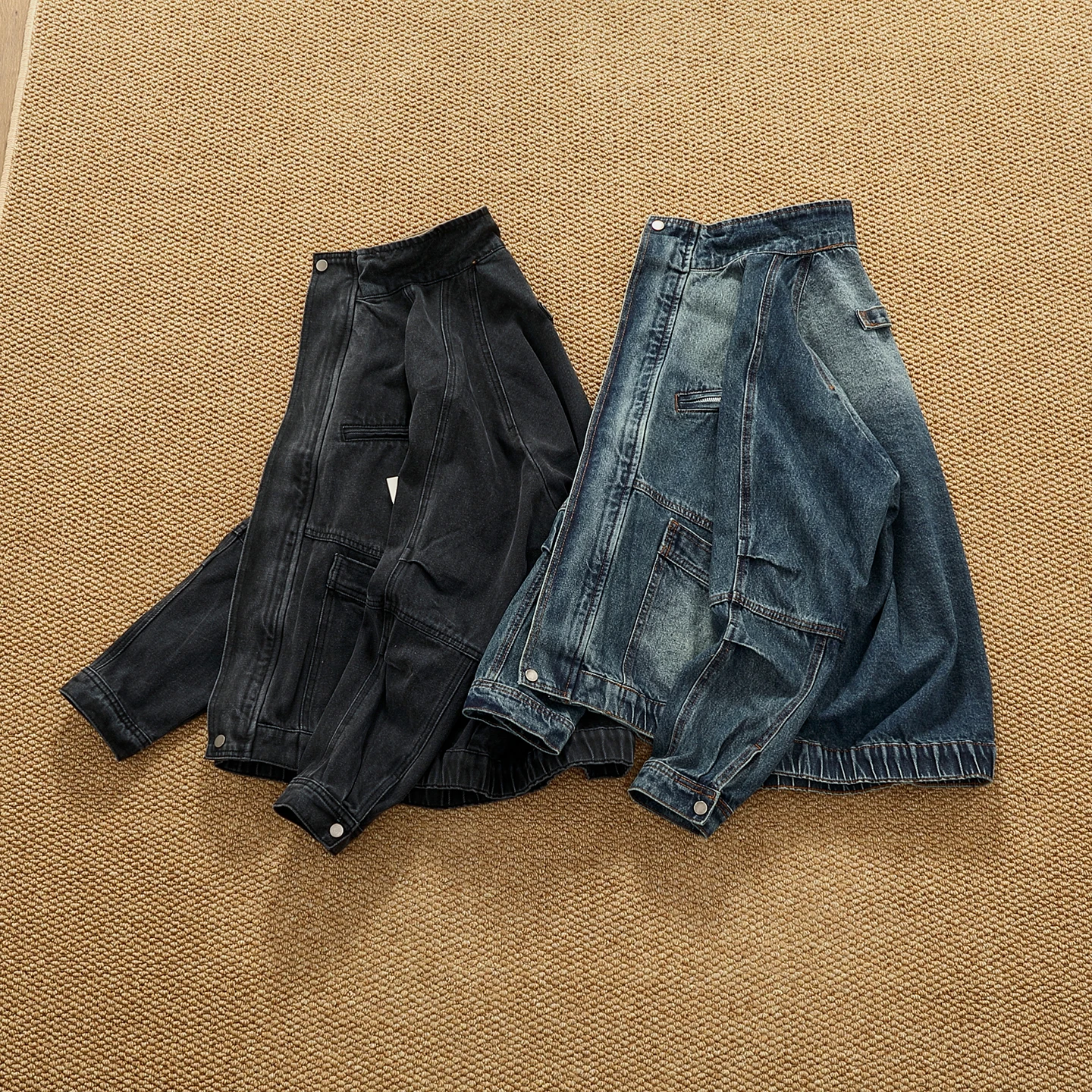 

Повседневные свободные джинсы Waed Jaet, мужская тяжелая американская мотоциклетная рабочая одежда с воротником-стойкой и множеством kets