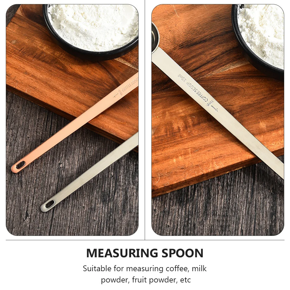 

2pcs Stainless Steel Long Handle Measuring Spoons 15Ml Portable Coffee Scoop For Kitchen Baking Milk Powder Fruit Powder
