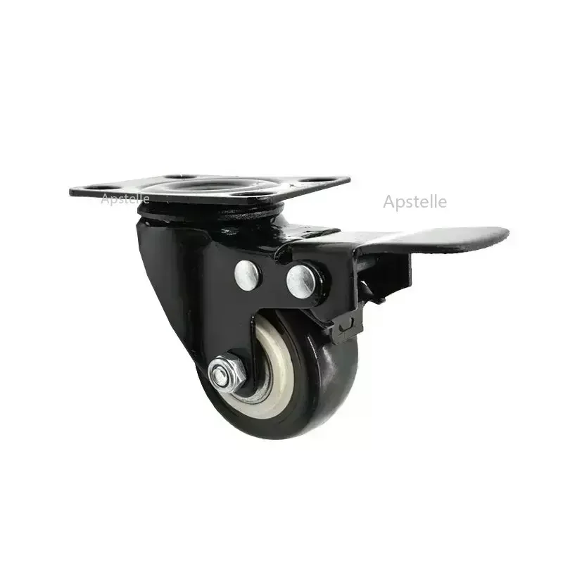 4 PCS 1.5/2 Inch Heavy Duty Mute Non-Marking Locking Stem Casters Caster Wheels Polyurethane PU Rubber Swivel Casters