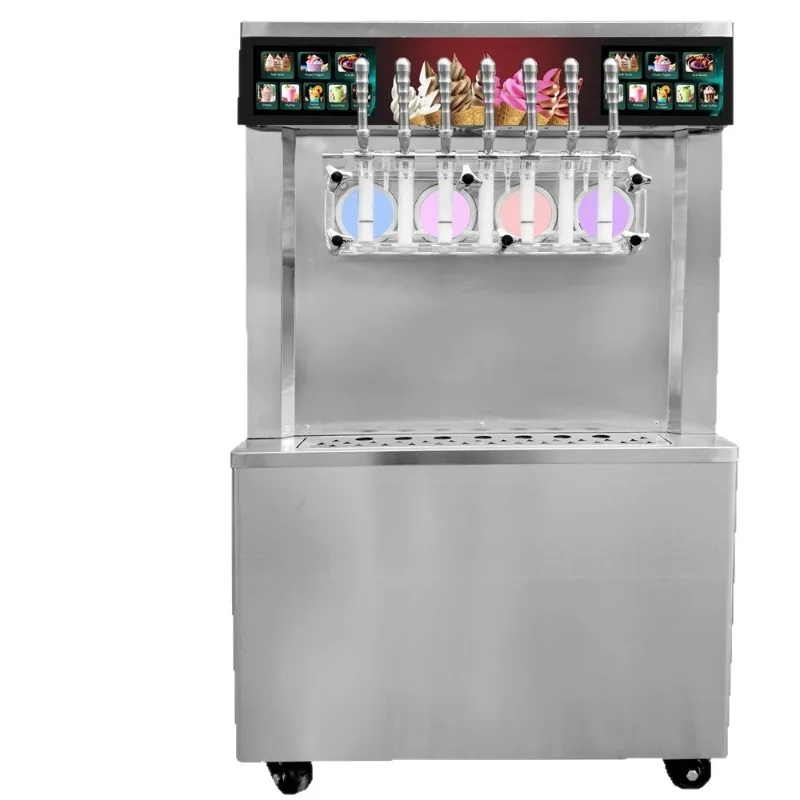 High-end mirror commercial snow ice cream machine, automatic soft ice cream machine