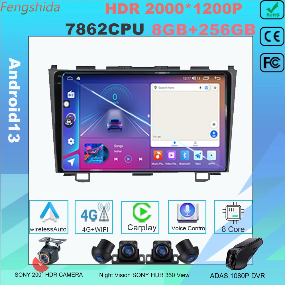 

Android 13 Car Raido Player For Honda CRV CR-V 3 2006- 2012 7862CPU Autoradio Multimedia Video Player Navigation No 2din DVD