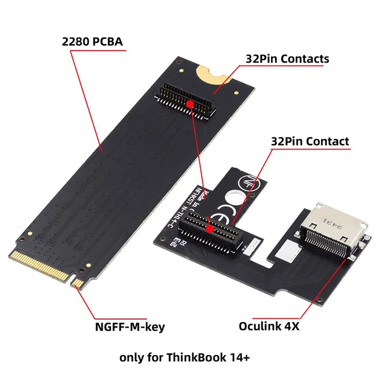 

PCI-E 3.0 M.2 M-Key To Oculink SFF-8612 SFF-8611 Host Adapter For Thinkbook 14+ External Graphics Card And SSD