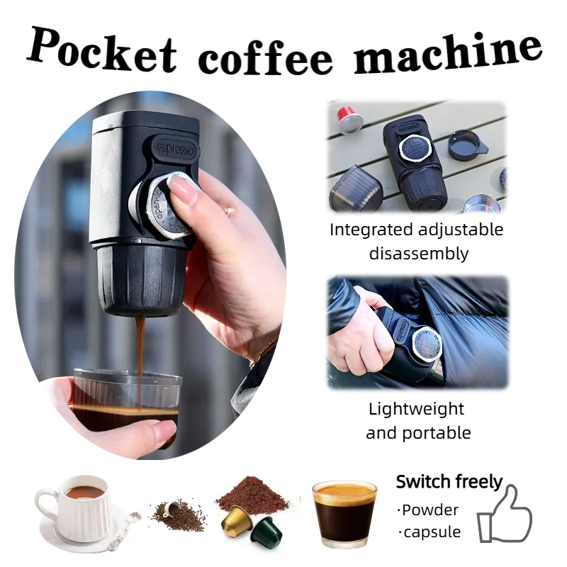 

Portable Hand Press Coffee Maker Compact & Lightweight for Travel Camping Compatible with Capsule Coffee Powder Easy to Use