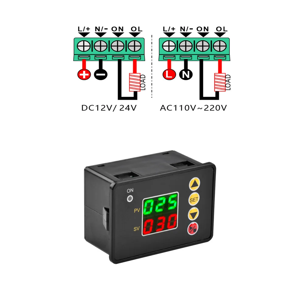 Programmable Digital Time Delay Relay AC 110V 220V DC12V Normally Open Relay Module with Buzzer Alarm Cycle Timer Control Switch