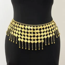 Belly Dance Gold Coin Waist Chain Beauty Head Belt Alloy Five Rows Waist Seal Bell Five Layers Performance Accessories