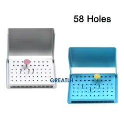GREATLH 58 Holes Dental Burs Holder Stand Drills Organizer Disinfection Block Storage Boxes Autoclave Sterilizer Dental Tools