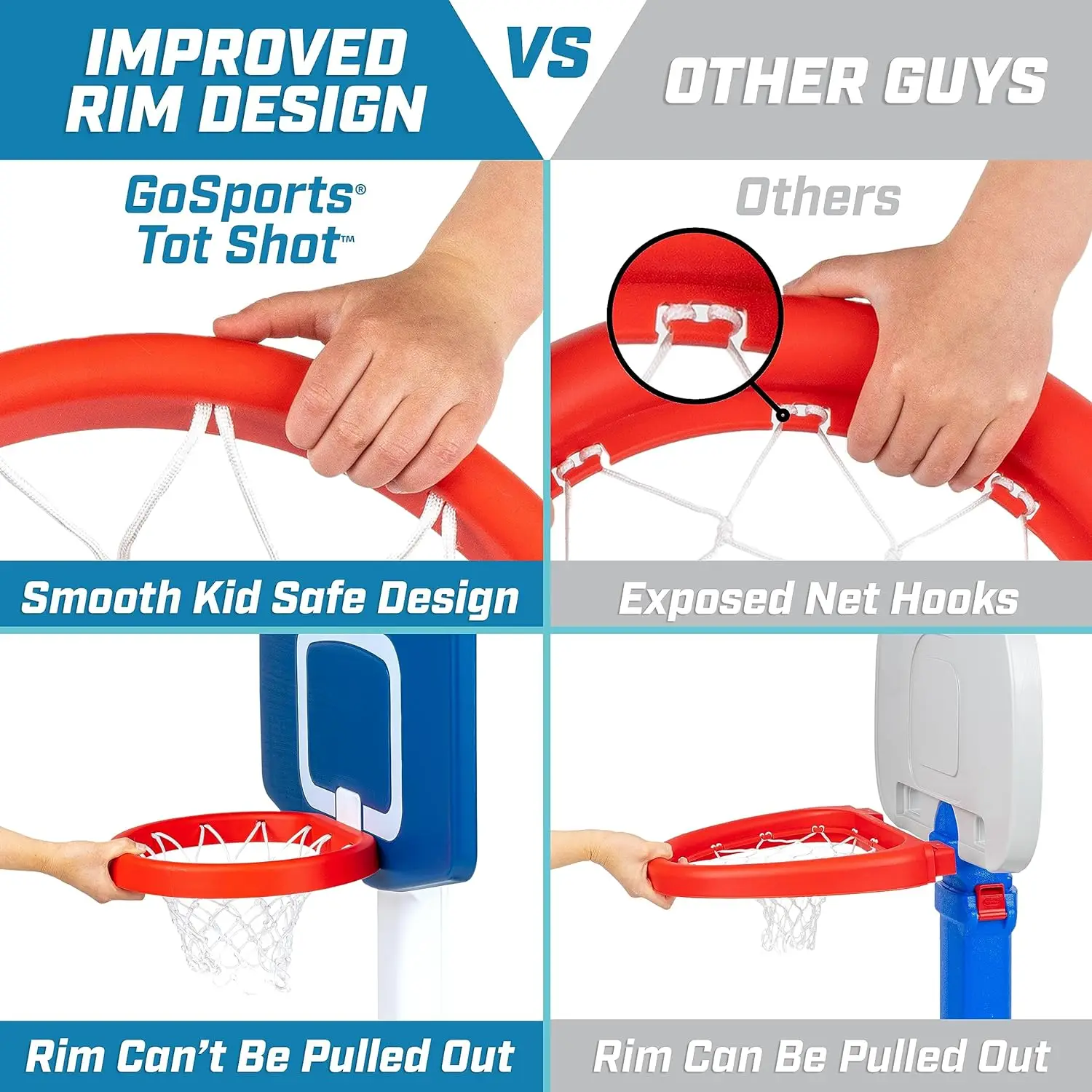 مجموعة كرة السلة GoojoySports للأطفال الصغار في الأماكن المغلقة/الخارجية مع لعبة طوق للأطفال بارتفاع قابل للتعديل