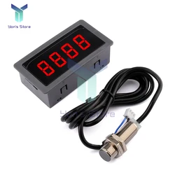 0.56 Inch 4 Digital LED Display Tachometer Gauge NPN 5V DC 8-24V 10-9999RPM RPM Speed Meter With Hall Proximity Switch Sensor