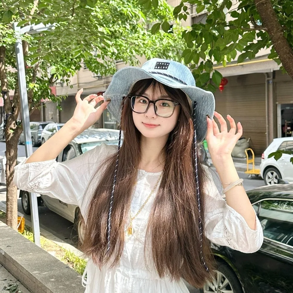 

Солнцезащитная ковбойская шляпа в западном стиле с широкими полями, джинсовая панама в японском стиле, легкая синяя шляпа-ведро для защиты от солнца, женская