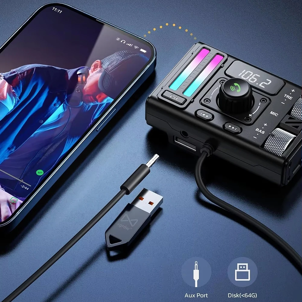 

In-Car Listening Car Music Player High Quality Sound Experience Atmosphere Light Adapter CVC Noise Cancellation