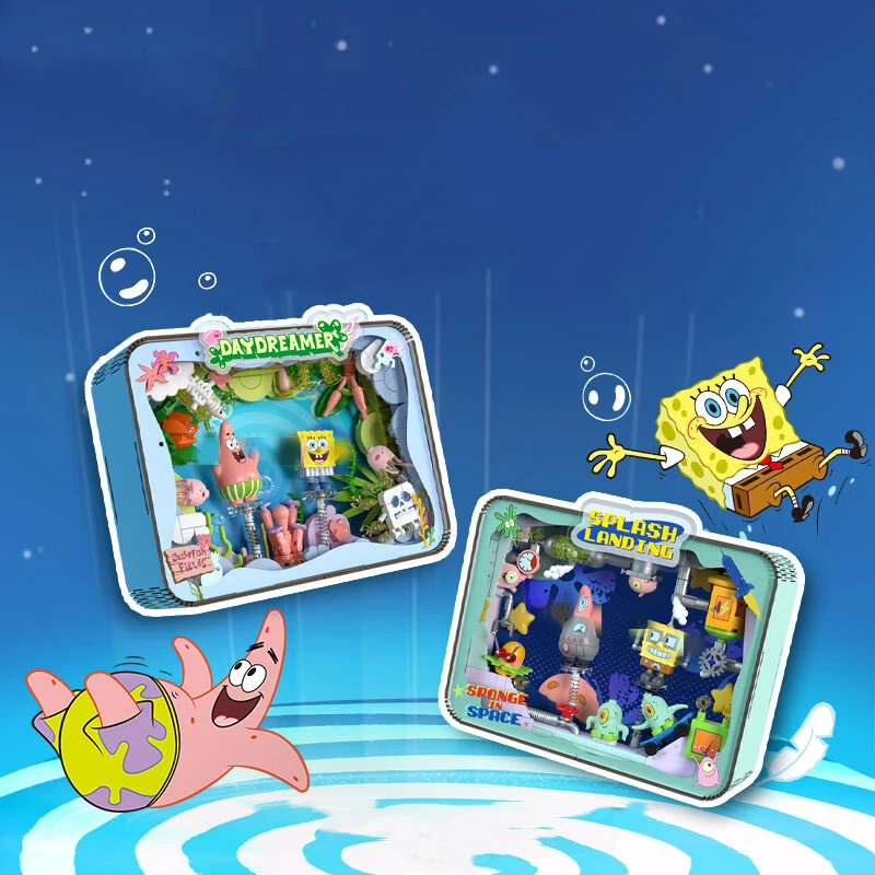 

SpongeBob SquarePants Building Blocks Star Assembled Photo Frame Ornament Cartoon Character Model Kawaii Birthday Gift Toy