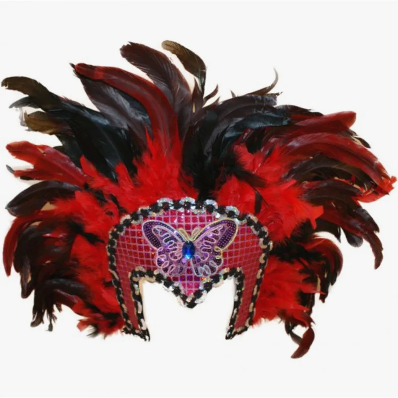 Feather Headpiece Samba Costume Hat with Wings for Party Bar Stage Performance Dress Up Accessory