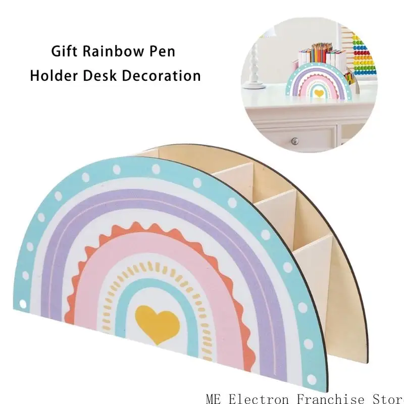 T5ea خشب القلم رصاص كوب قوس قزح شكل قلم القلم منظمي قلم رصاص Desk 5 مقصورات