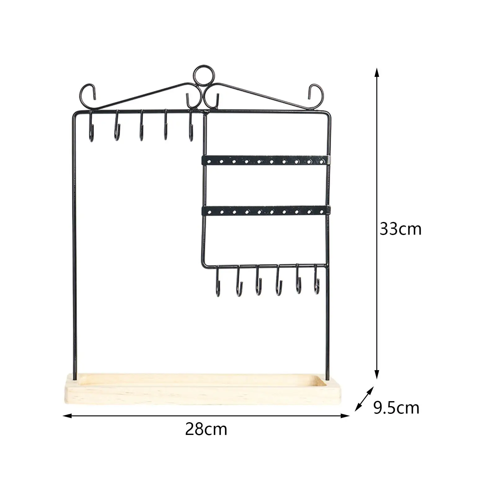 

Jewelry Organizer Stand Holder Jewelry Holder Removable Wood Tray Jewelry Hooks Display Rack for Jewelry Props Shopping Mall