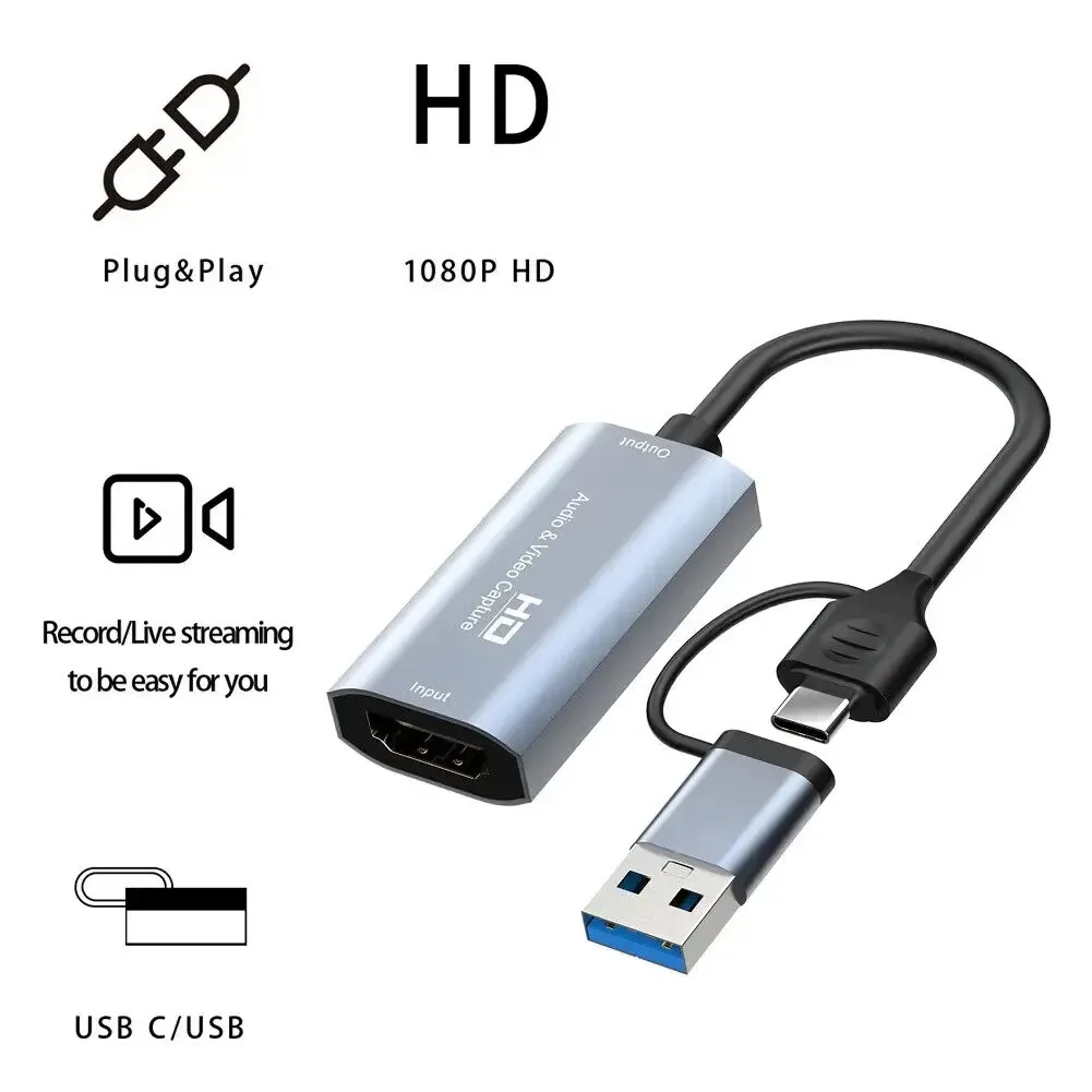 USB3.0 Video Capture 4K HDMI to USB/USB-C HDMI Video Grabber Box for PC Computer Camera Live Stream Record Meeting