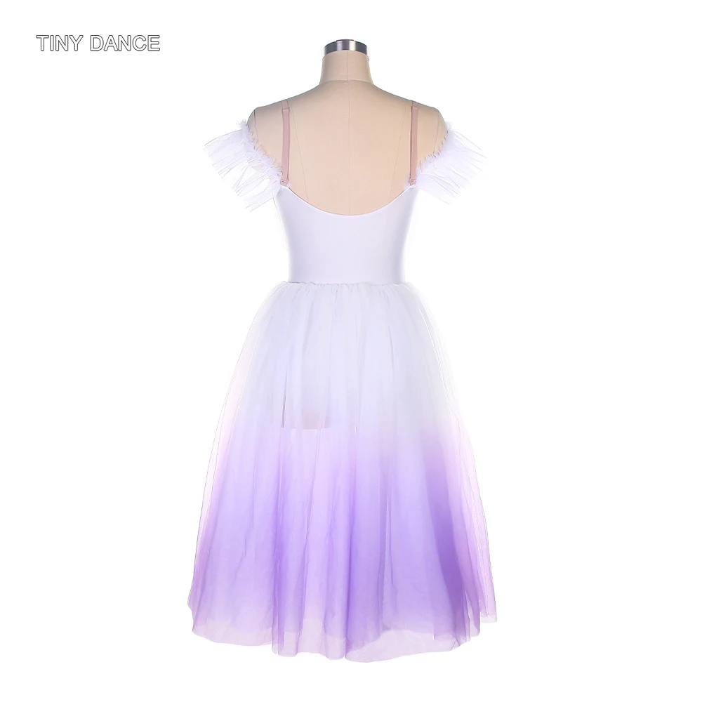 Off Shoulder Long Ballet Dance Tutu Bow Dress for Girls and Women Ballet Dancing Costume Purple Ombre Romantic Tutus 20520