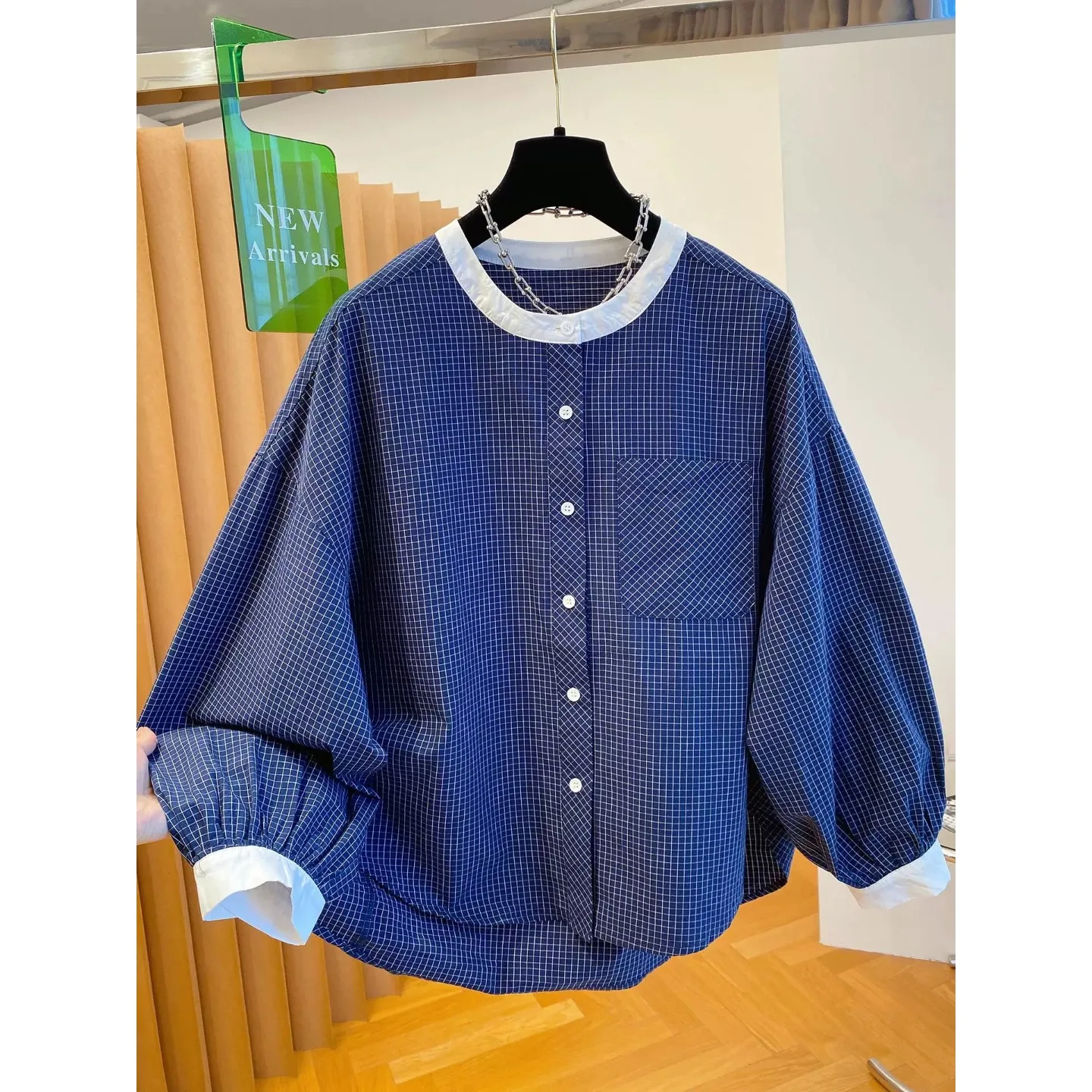 Nueva camisa de talla grande para mujer, ropa de abrigo de manga larga a cuadros para primavera y otoño, ropa de abrigo con c...