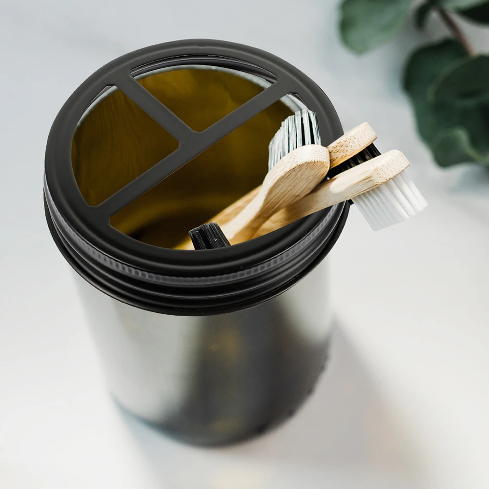

4Pcs Wide Mouth Jar Toothbrush Holder Lids Metal Round Covers Mason Jar Bathroom Organizer Toothpaste Holder Caps