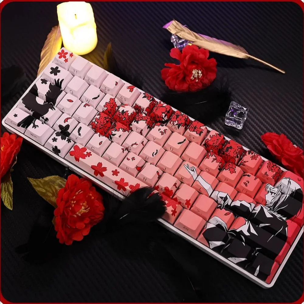 Machima Cherry Keycap Set PBT 135 Keys Side Engraved Translucent for MX Switch 60/84/90/104/108 Layout Mechanical Keyboards