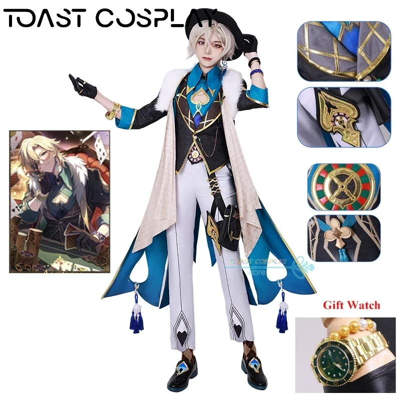 Aventurine kostum Cosplay Honkai, permainan Cosplay rel Bintang Aventurine 3D, Wig kostum Cosplay Set lengkap, pakaian pesta karnaval, permainan peran Anime