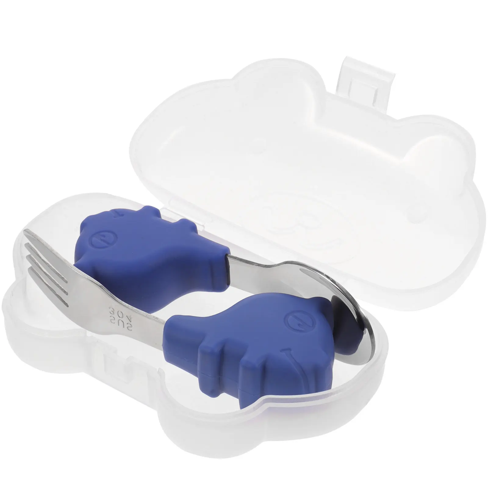 

1Set Stainless Steel Baby Fork Spoon Kit Comfortable Grip No Odor Compact Storage Training Tableware for Infant Toddler Feeding