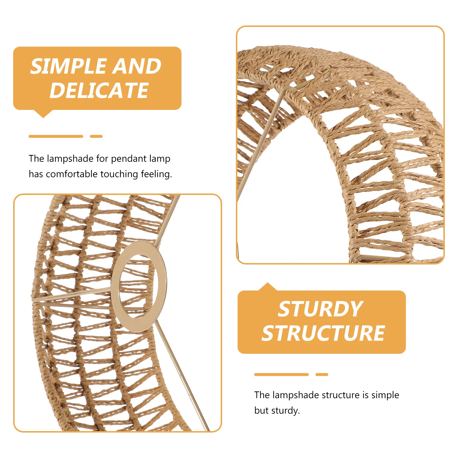 

Hemp Rope Woven Lampshade Rustic Style Pendant Lamp Shade Ceiling Light Cover Vintage Weaving Lamp Shade for Home Hotel