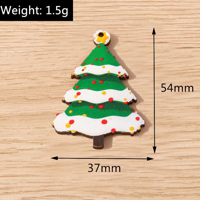 Tusember 10 Stück Weihnachtsanhänger aus Holz, Weihnachtsbaum, Weihnachtsmann, Zwerg, Schneemann, Anhänger für Schmuckherstellung, Ohrringe, Halsketten, DIY – Detail 9