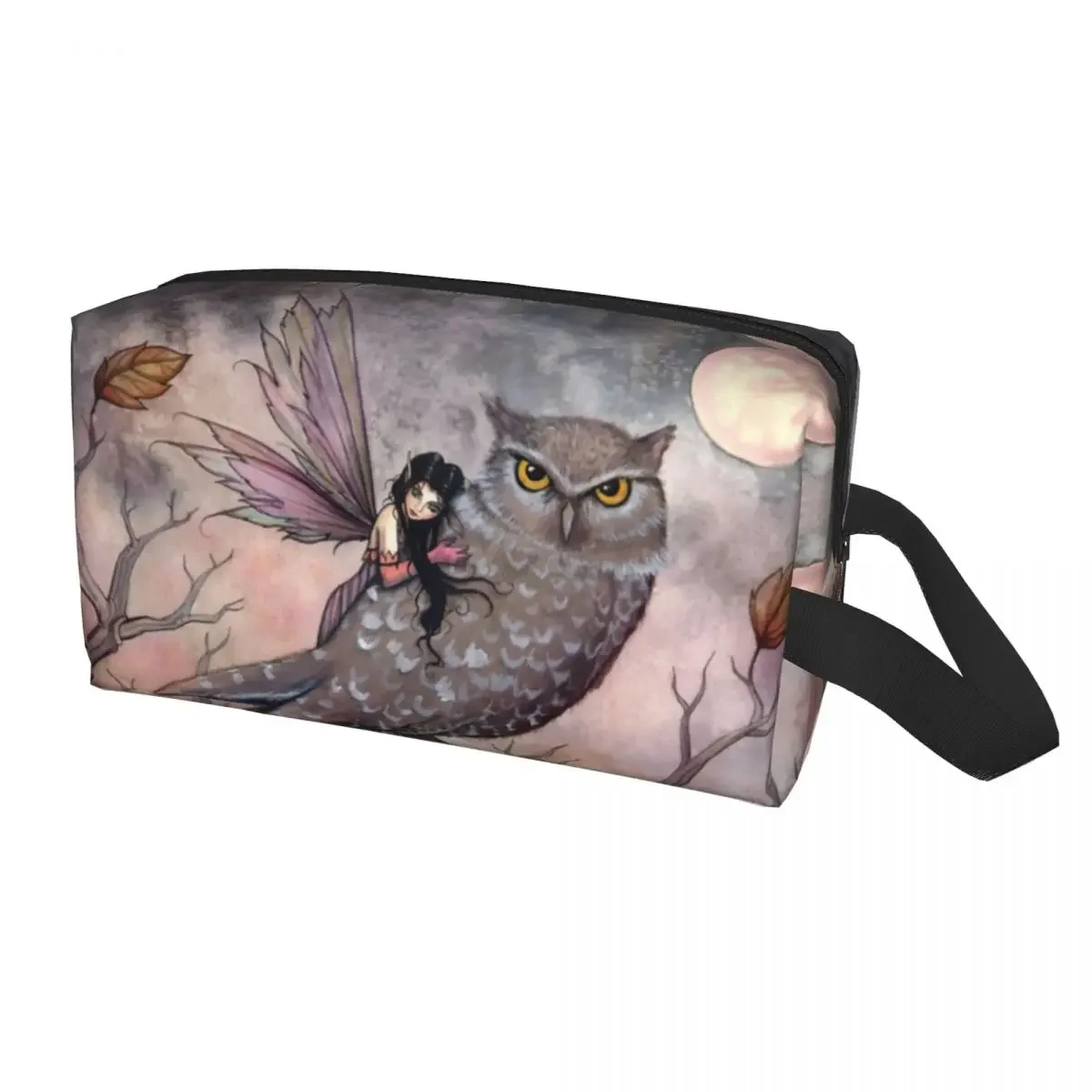 Fashion Friendship Fairy And Owl Travel Toiletry Bag Women Molly Harrison Makeup Cosmetic Bag Beauty Storage Dopp Kit