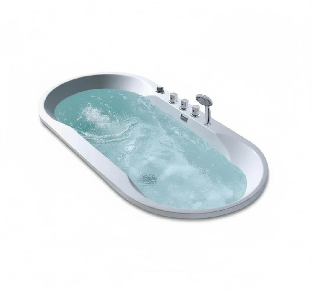 Drop-in Whirlpool Bathtub, 1.7m/67inch Acrylic Soaking Tub, Double Adult Bathtub for 2 Person, Modern Embedded Bathroom Tub