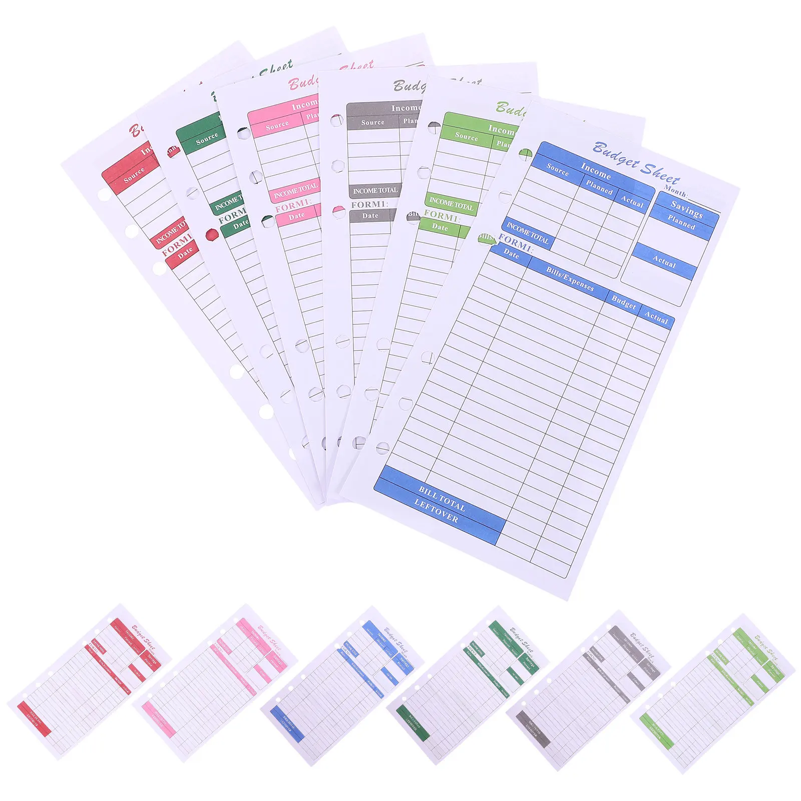 12Sheets Budget Planner Inserts Portable Punch Hole Budget Sheets Cash Binder Refill Expense Tracker Daily Financial Organizer