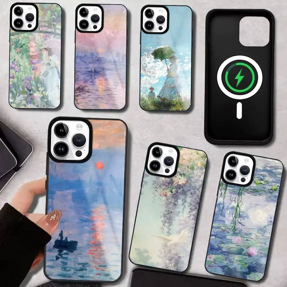 

C-Claude Monet Garden Paint Phone Case for iPhone 17/16/15/14/13/12/11 pro Max For Magsafe Wireless Charging Compatible