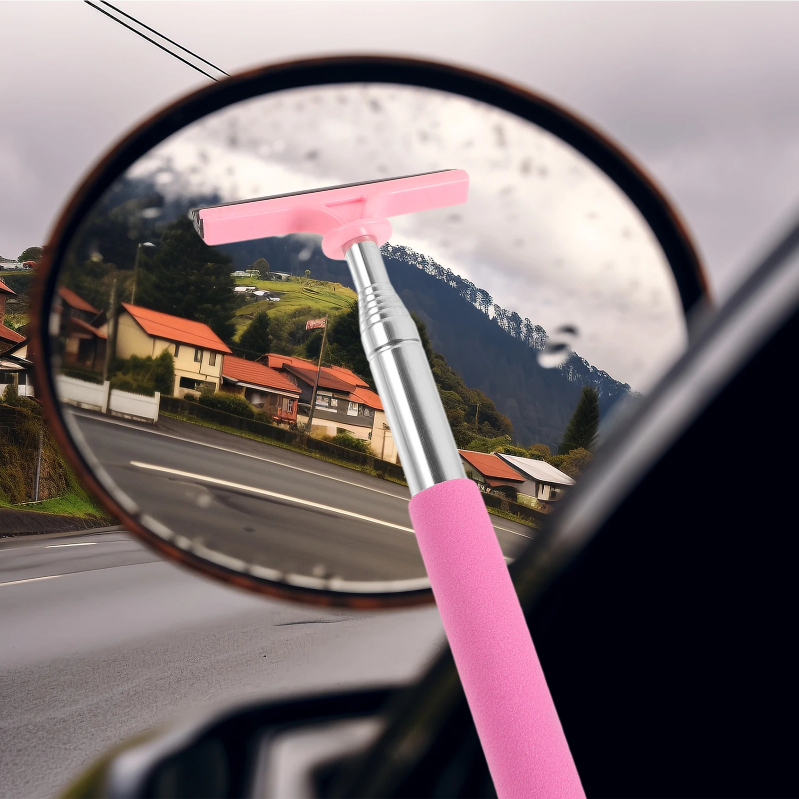 

Car Rearview Mirror Wiper Squeegee Black Telescopic Water Removal Rubber Strip Window Cleaner Tool Compact Storage
