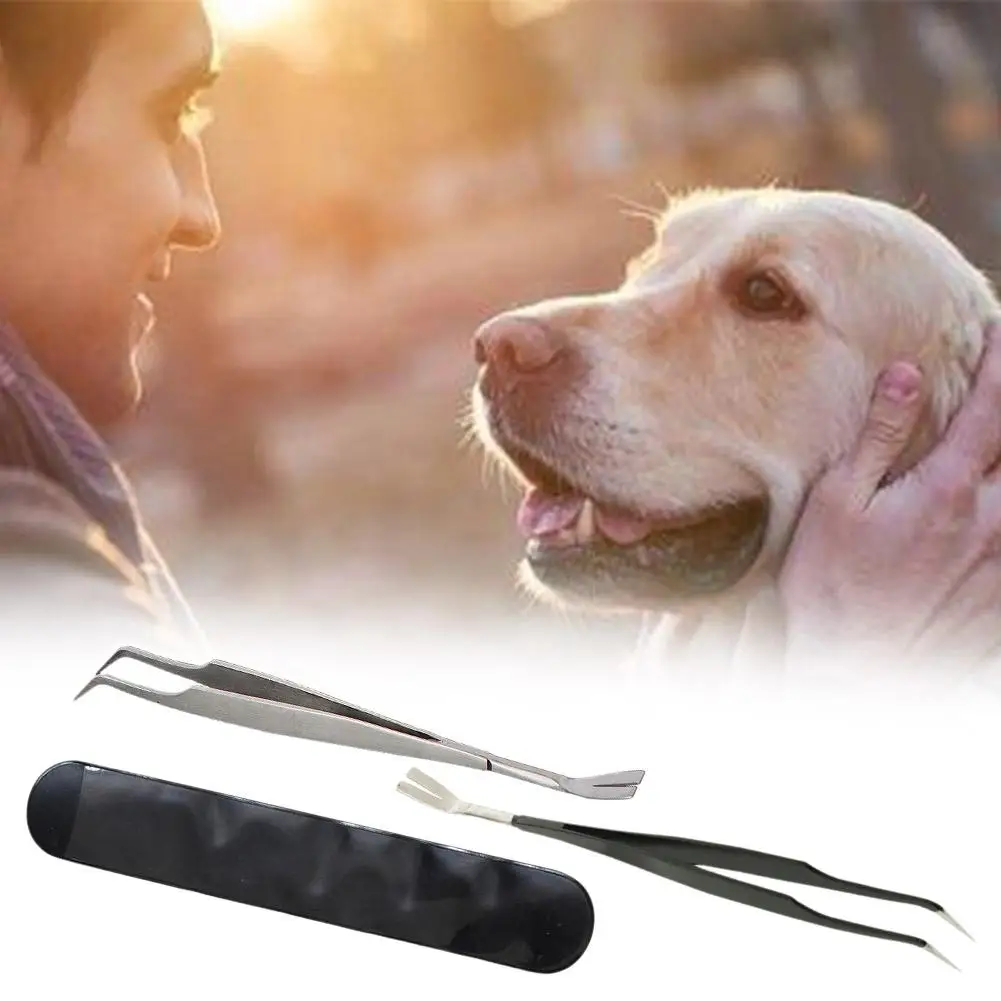 2-in-1 Dog Tick Removal Tool Safe And Efficient Pet Tweezers Parasite Removal Tick Steel Tick Lice Stainless Flea Tool Remo Z6P6