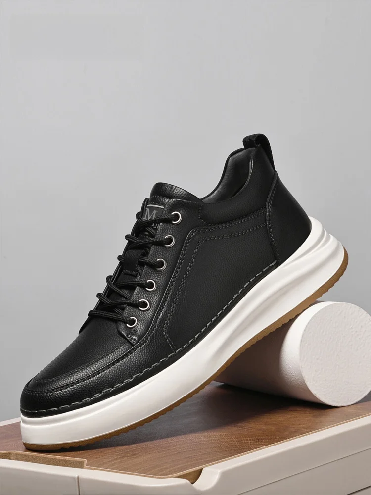 

Мужские кожаные кроссовки Paul средней высоты: дышащие, мягкие, универсальные, легкие, повседневные, спортивные, удобные, на все сезоны