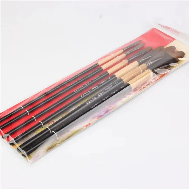 high-grade 6pcs Horsehair brush artist oil paint brush tongue peak acrylic paints even number suit row pen Student Stationery