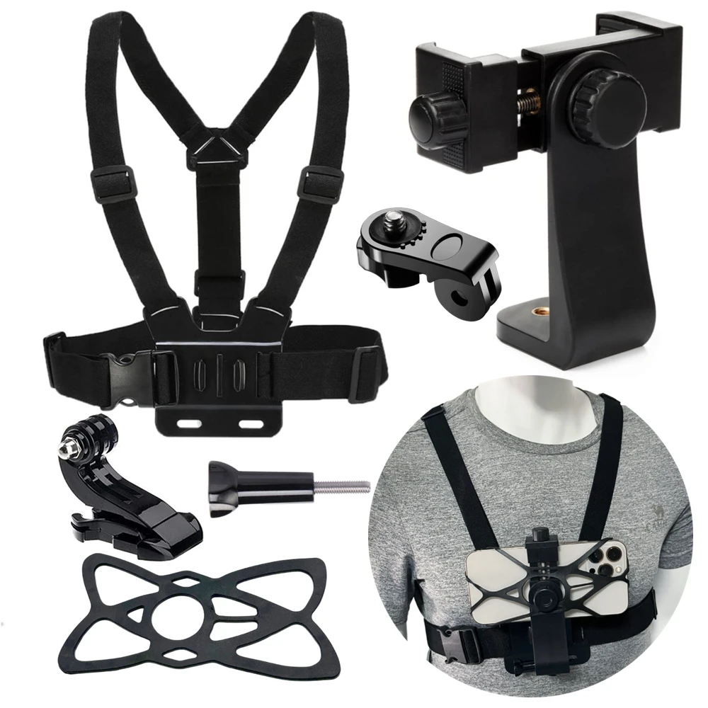 

Phone Holder Chest Strap Mount Belt For Mobile Clip 360 Chest Strap For GoPro Hero 10 9 8 7 DJI Action Camera Accessories Sports