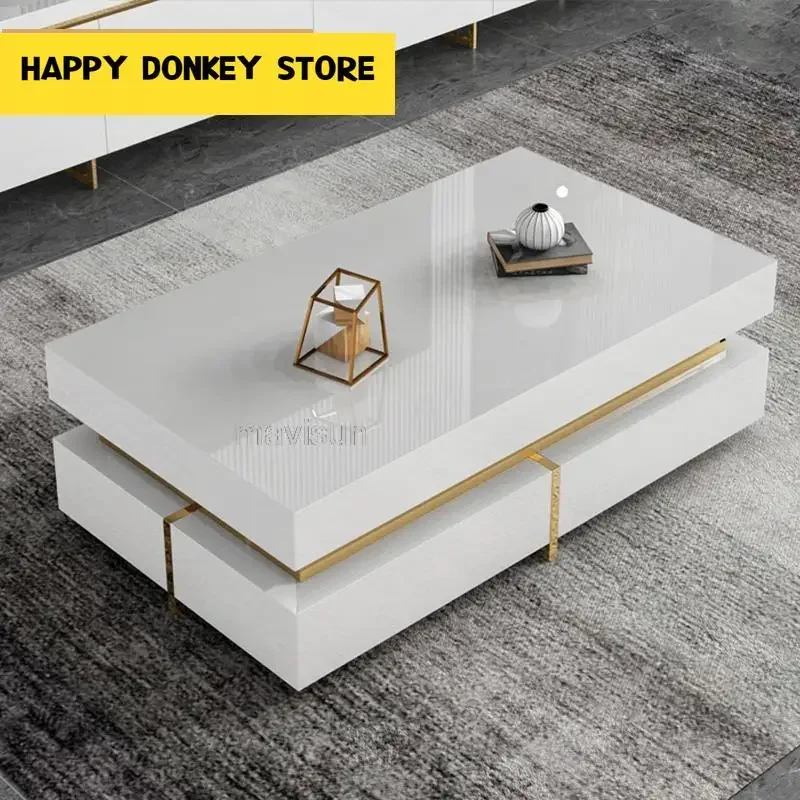 Modern Minimalist Coffee Table High-End Living Room Center White Table And TV Cabinet Family Used Simple Mesa Home Furniture