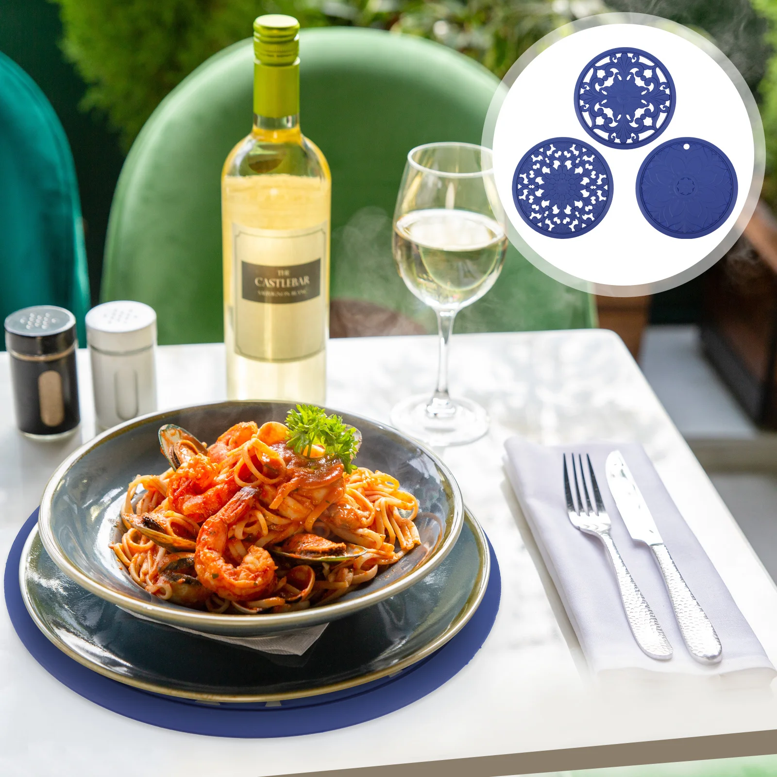 

3Pcs Hollow Heat Resistant Coasters Thick Silica Gel Non-Slip Plate Pads Protective Dining Mat Cups Tableware Insulation Pad