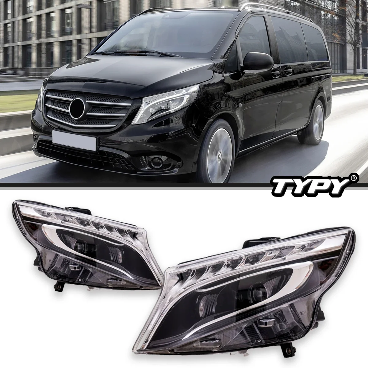 Car LED Headlights For Mercedes Benz Vito W447 2016-2020 Upgrade Full LED Lens Light Guide Daytime Running Light