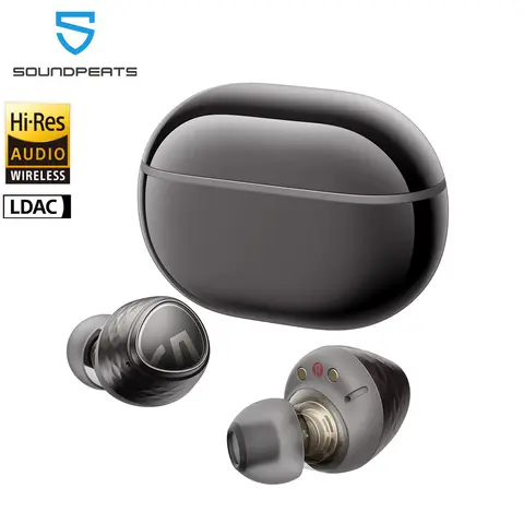 SoundPEATS Engine4 고해상도 Bluetooth 5.3 무선 이어버드(LDAC 포함), 스테레오 사운드용 동축 듀얼 다이나믹 드라이버, 총 43시간
