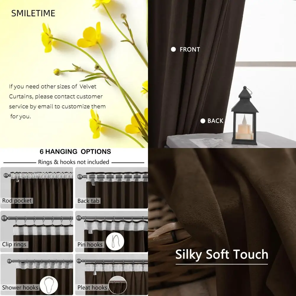 

Коричневый комплект штор 52x108 с 2 панелями, карманом для стержней и складками, светофильтром и теплоизоляцией для жилых помещений