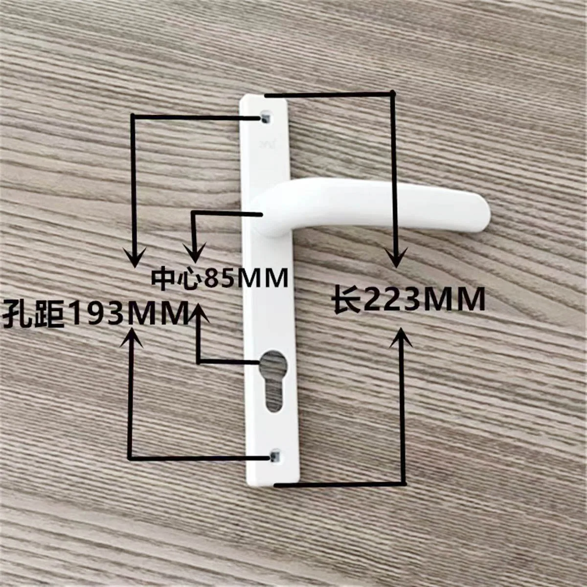 Alloy Aluminum Door Lock Handle Panel with 85mm Screw Hole Center Distance 193mm from Door Lock Handle for Home Security