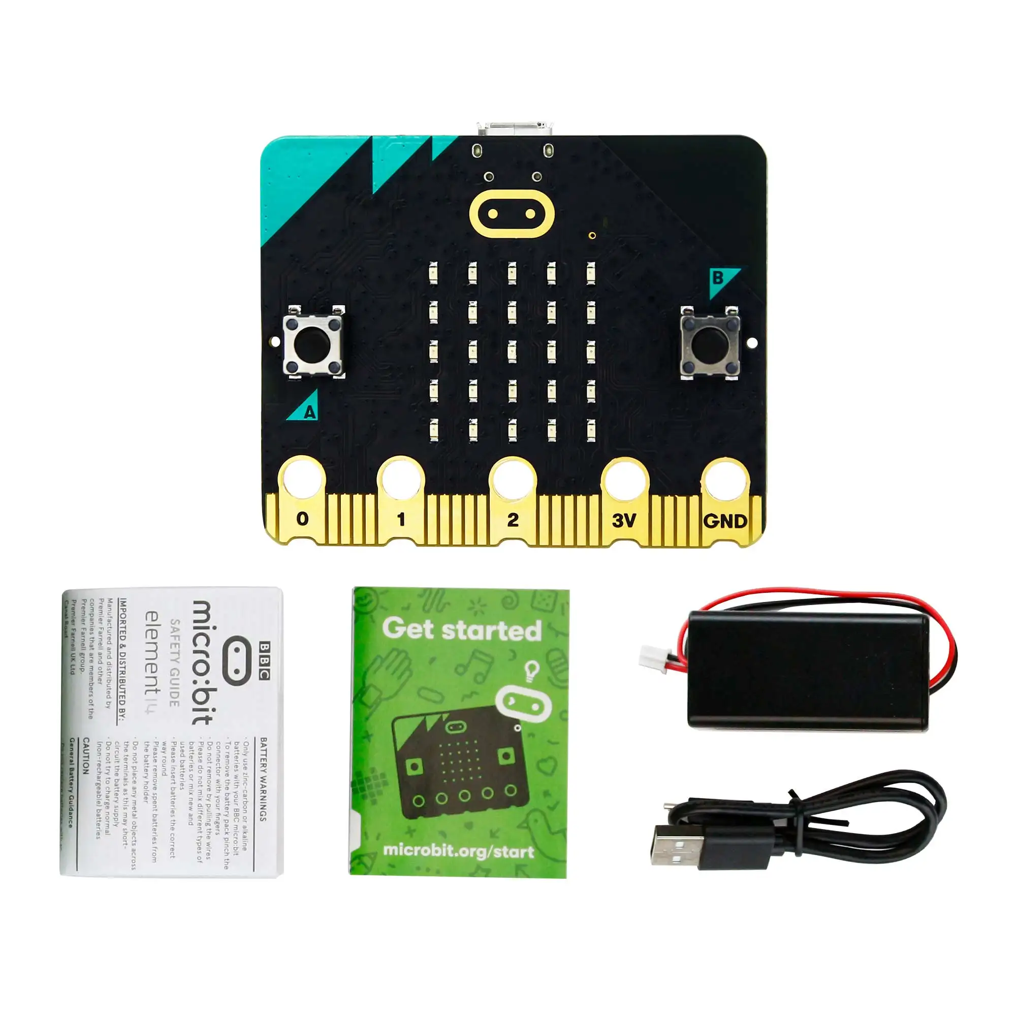 Official BBC Micro:bit Electronic Kit+USB Cable+Battery Holder For BBC Microbit V2 Kit DIY STEM Programming Projects Education