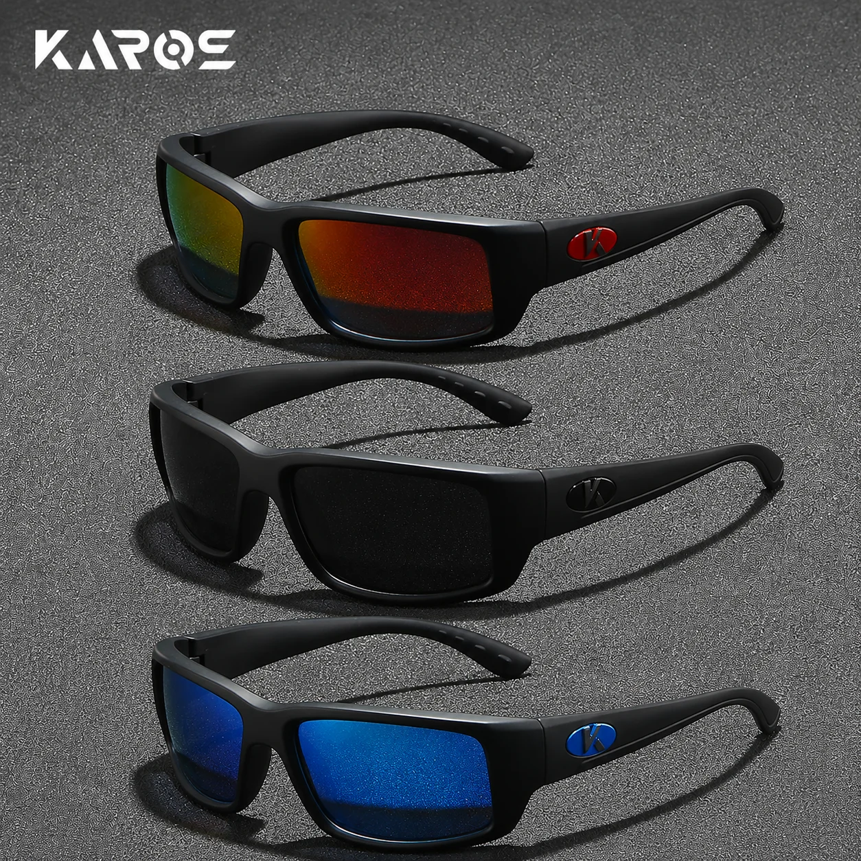 

3PCS/Set KAROS Mens Polarized Light Weight Sunglasses for Sports Outdoor Driving Lens Sunglasses Men PC Frame Sun Glasses UV400