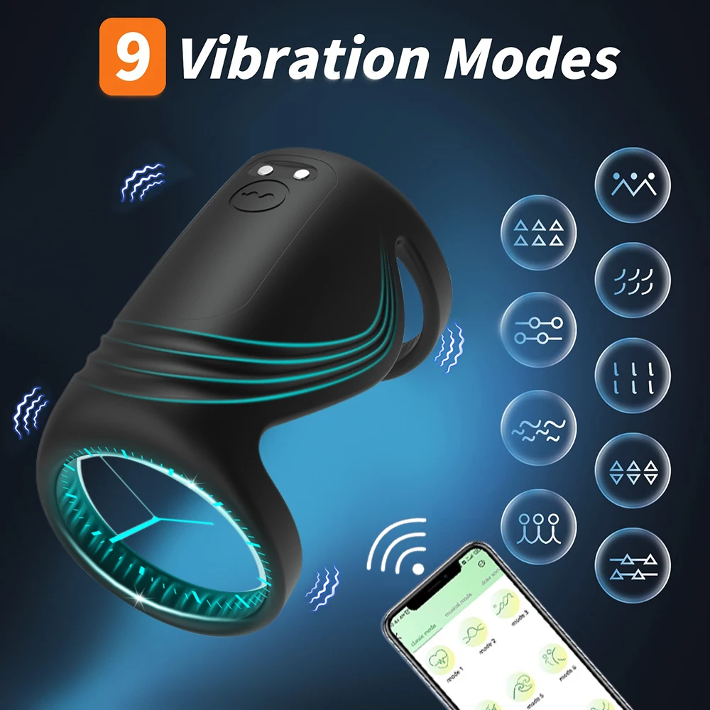 Bluetooth Penis Vibrator for Men Masturbator Sex Machine Penis Delay Trainer Cock Ring Glans Massager Male Sex Toys for Adult