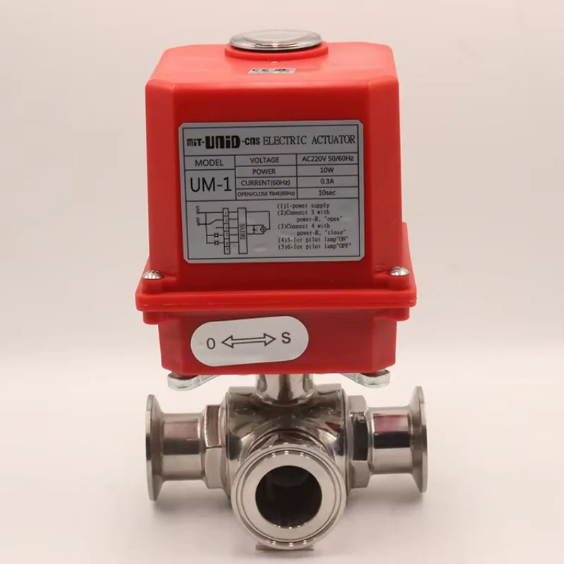 

Food Grade Stainless Steel 3 Way Ball Valve Motorized Water Valve Electric Control Electrically Operated Valve