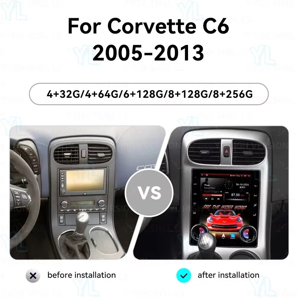 Carplay For Chevrolet Corvette C6 2005-2013 Android Auto Screen GPS Navi Car Multimedia Player Audio Radio Bluetooth Headunit 4G