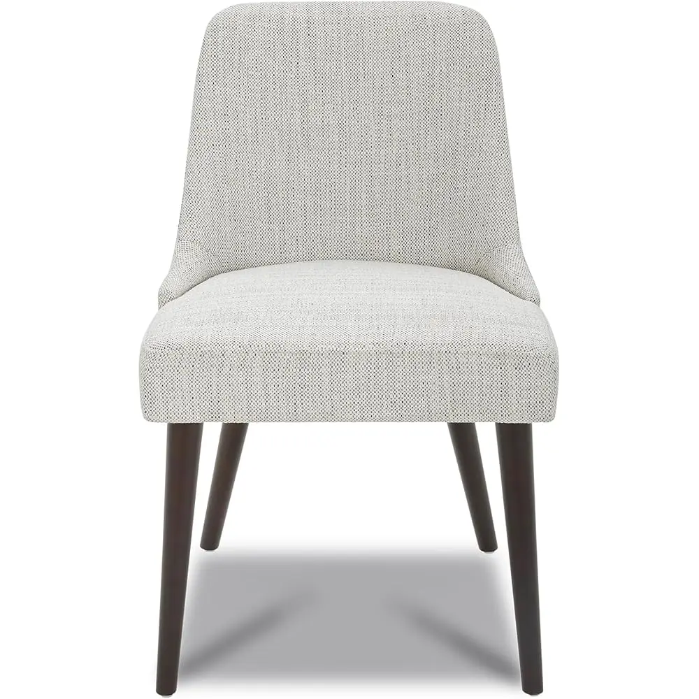 Cadeira de jantar moderna e média, cadeira estofada em tecido, conjunto de 2, marfim