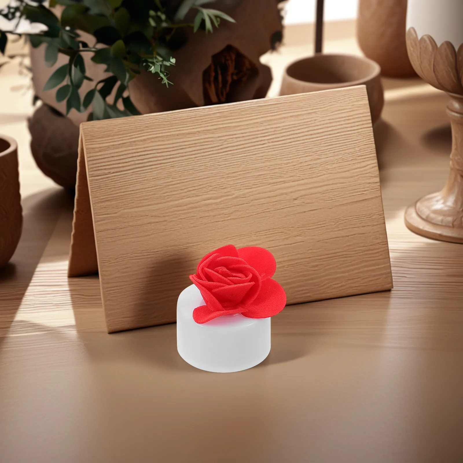 12Pcs Enchanting Rose LED Light Flameless Reusable Tea Lights Wedding Valentine Home Decor Rose Light Lamp
