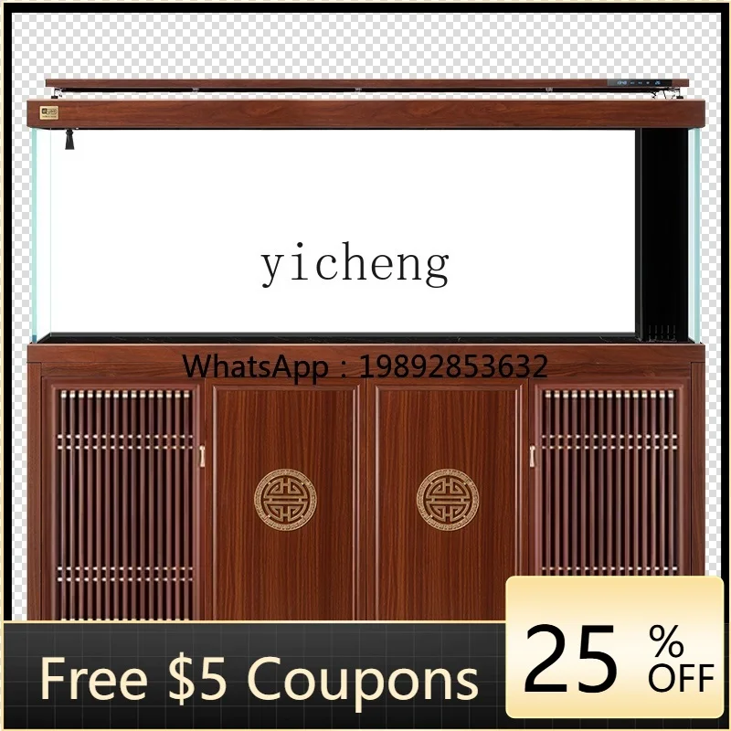 

DDZK new Chinese style solid wood color office landscaping professional grade bottom filter large ecological aquarium